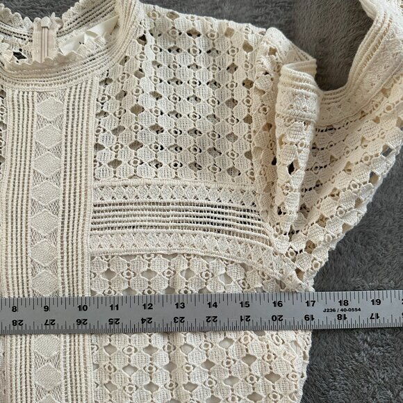 Ba&Sh Crochet Lady Cocktail Dress Ecru Cotton Lace Women's size 2 Medium Bash - Picture 4 of 6